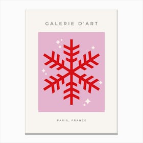 Christmas Snowflake Pink And Red Canvas Print