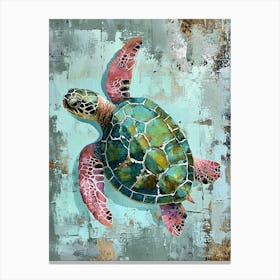 Textured Brushstrokes Of A Sea Turtle 1 Canvas Print