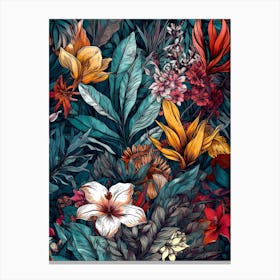 Tropical Floral Pattern flowers nature 2 Canvas Print