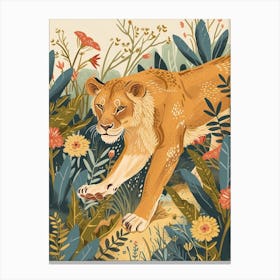 Barbary Lioness On The Prowl Illustration 5 Canvas Print