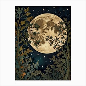 Moon In The Woods Style William Morris Art Print Canvas Print