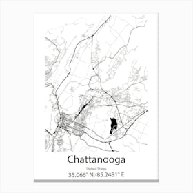 Chattanooga,United States Minimalist Map Canvas Print