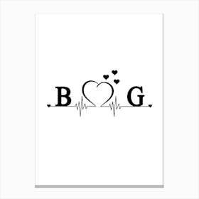 Personalized Couple Name Initial B And G Monogram Canvas Print