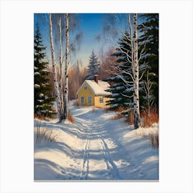 Birch Trees In Winter Canvas Print