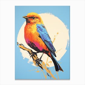 Andy Warhol Style Bird Eastern Bluebird 2 Canvas Print