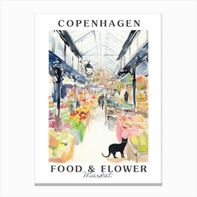 Food Market With Cats In Copenhagen 2 Poster Canvas Print