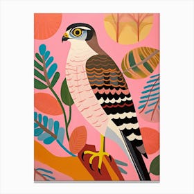 Pink Scandi Eurasian Sparrowhawk 1 Canvas Print