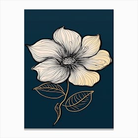 Line Art Sunflower Flowers Illustration Neutral 3 Canvas Print