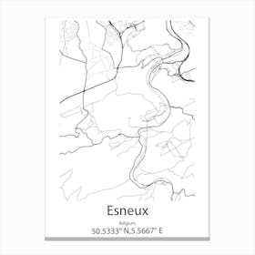 Esneux,Belgium Minimalist Map Canvas Print