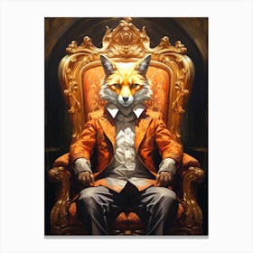 Fox In The Throne Canvas Print