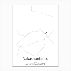 Nakashunbetsu,Japan Minimalist Map Canvas Print