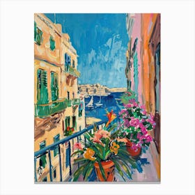 Balcony Painting In Sliema 3 Canvas Print