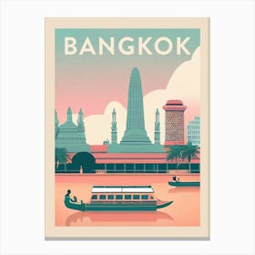 Bangkok Vintage Travel Poster Canvas Print