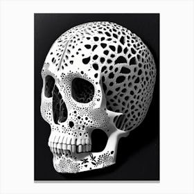 Skull With Terrazzo Patterns 1 Linocut Canvas Print