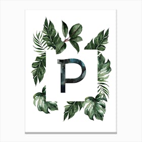 Botanical Alphabet P Canvas Print
