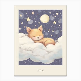 Sleeping Baby Fox 1 Nursery Poster Canvas Print