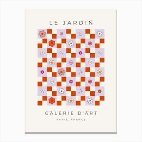 Le Jardin | 08 - Floral Check Lavender Checkered Daisies Canvas Print
