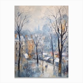 Winter City Park Painting Parc De Belleville Paris France 3 Canvas Print