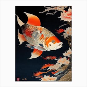 Asagi Koi Fish 2, Ukiyo E Style Japanese Canvas Print