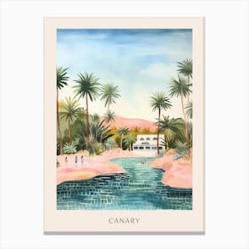 Swimming In Canary Islands Spain Watercolour Poster Canvas Print