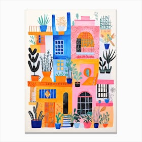 A House In Cairo, Abstract Risograph Style 2 Canvas Print