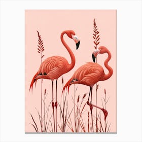 Chilean Flamingo Ginger Plants Minimalist Illustration 3 Canvas Print