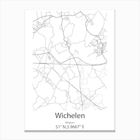 Wichelen,Belgium Minimalist Map Canvas Print