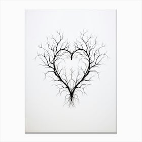 Minimalist Black Tree Branch Heart 3 Canvas Print