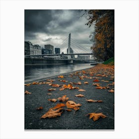 Autumn Leaves On The River Canvas Print