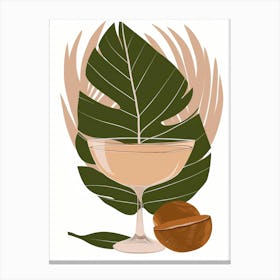 Cocktail With Nut And Leaves Canvas Print