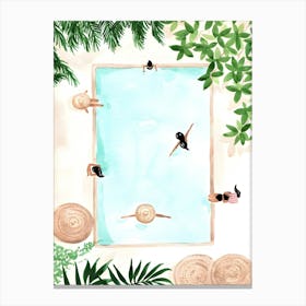 Watercolor Illustration Of A Swimming Pool Canvas Print