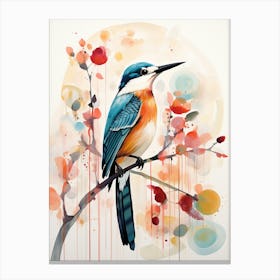 Bird Painting Collage Kingfisher 4 Canvas Print
