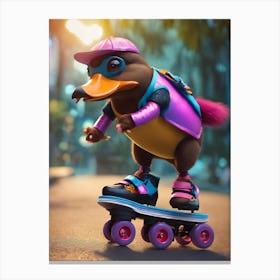 Duck On Skateboard Canvas Print