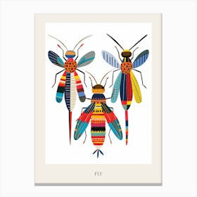 Colourful Insect Illustration Fly 13 Poster Canvas Print