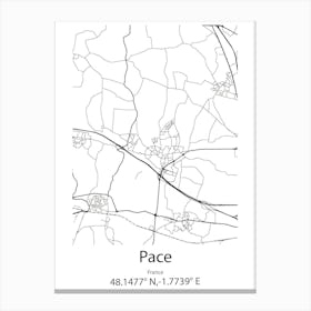 Pace,France Minimalist Map Canvas Print