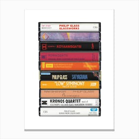 Philip Glass - Music Poster- Albums on Cassette Print Canvas Print