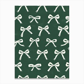 Green And White Bows 4 Pattern Canvas Print