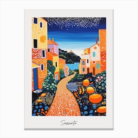 Poster Of Sorrento, Italy, Illustration In The Style Of Pop Art 1 Canvas Print