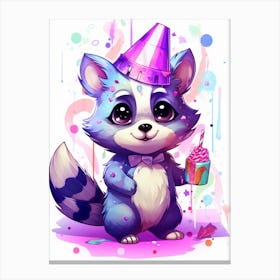 Cute Kawaii Cartoon Raccoon 17 Canvas Print