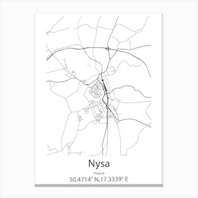 Nysa,Poland Minimalist Map Canvas Print