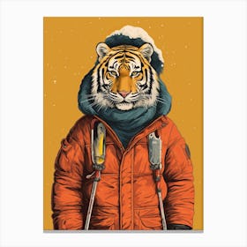 Tiger Illustrations Wearing Ski Gear 1 Canvas Print