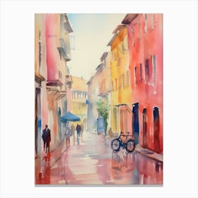 Foggia, Italy Watercolour Streets 4 Canvas Print