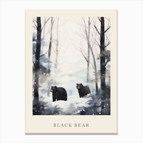Winter Watercolour Black Bear 1 Poster Canvas Print