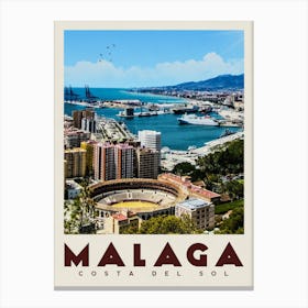 Malaga Spain Travel Poster Canvas Print