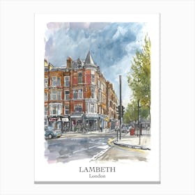 Lambeth London Borough   Street Watercolour 1 Poster Canvas Print