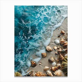 Beach Scene With Palm Trees 1 Canvas Print