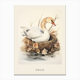 Beatrix Potter Inspired  Animal Watercolour Swan 2 Canvas Print