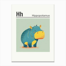 Animals Alphabet Hippopotamus 2 Canvas Print