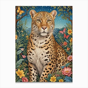 Leopard In The Butterfly Forest Canvas Print