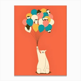 Polar Bear With Balloons Canvas Print